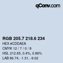 カラーコード: RGB 205.7 218.6 234 | qconv.com