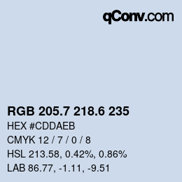 カラーコード: RGB 205.7 218.6 235 | qconv.com