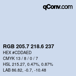 カラーコード: RGB 205.7 218.6 237 | qconv.com