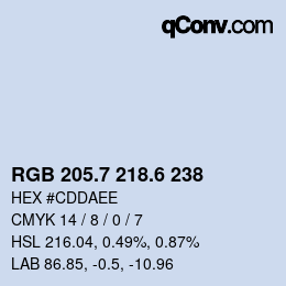 カラーコード: RGB 205.7 218.6 238 | qconv.com