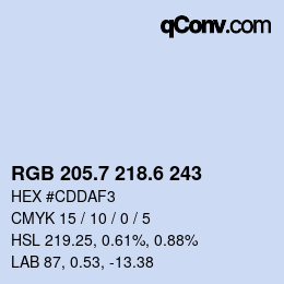 カラーコード: RGB 205.7 218.6 243 | qconv.com