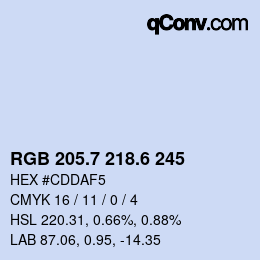 カラーコード: RGB 205.7 218.6 245 | qconv.com