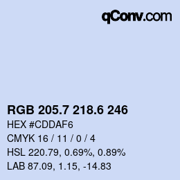 カラーコード: RGB 205.7 218.6 246 | qconv.com
