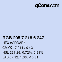 カラーコード: RGB 205.7 218.6 247 | qconv.com