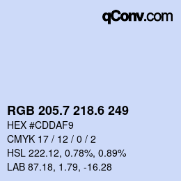 カラーコード: RGB 205.7 218.6 249 | qconv.com