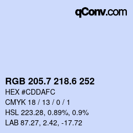 カラーコード: RGB 205.7 218.6 252 | qconv.com