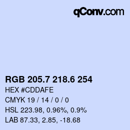 カラーコード: RGB 205.7 218.6 254 | qconv.com