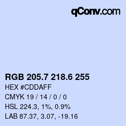 カラーコード: RGB 205.7 218.6 255 | qconv.com