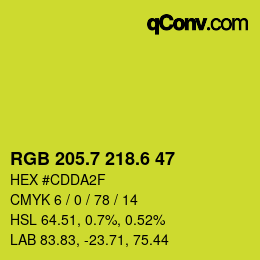 カラーコード: RGB 205.7 218.6 47 | qconv.com
