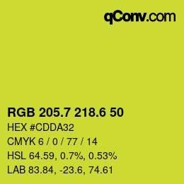 カラーコード: RGB 205.7 218.6 50 | qconv.com