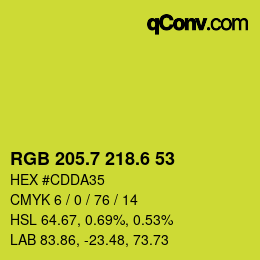 カラーコード: RGB 205.7 218.6 53 | qconv.com
