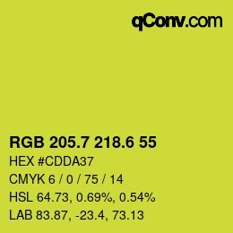 カラーコード: RGB 205.7 218.6 55 | qconv.com