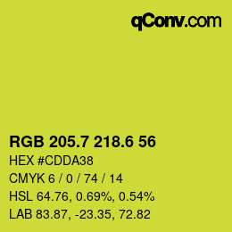 カラーコード: RGB 205.7 218.6 56 | qconv.com