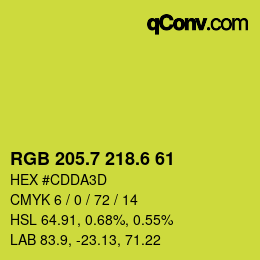 カラーコード: RGB 205.7 218.6 61 | qconv.com