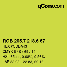 カラーコード: RGB 205.7 218.6 67 | qconv.com