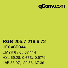 カラーコード: RGB 205.7 218.6 72 | qconv.com
