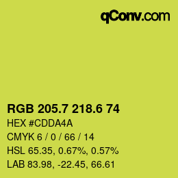 カラーコード: RGB 205.7 218.6 74 | qconv.com
