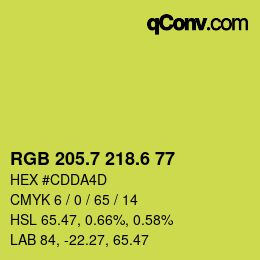 カラーコード: RGB 205.7 218.6 77 | qconv.com