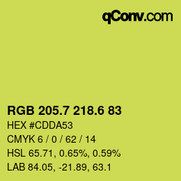 カラーコード: RGB 205.7 218.6 83 | qconv.com