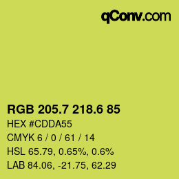 カラーコード: RGB 205.7 218.6 85 | qconv.com