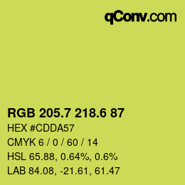 カラーコード: RGB 205.7 218.6 87 | qconv.com