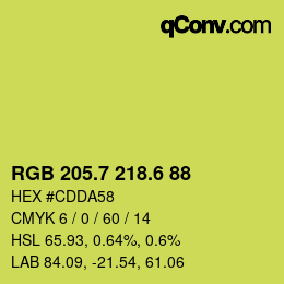 カラーコード: RGB 205.7 218.6 88 | qconv.com