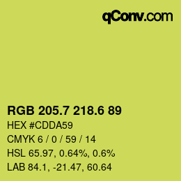 カラーコード: RGB 205.7 218.6 89 | qconv.com