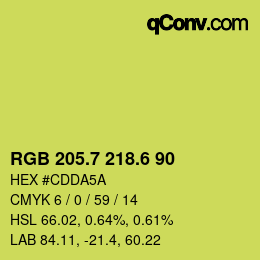 カラーコード: RGB 205.7 218.6 90 | qconv.com