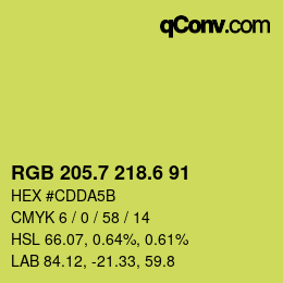 カラーコード: RGB 205.7 218.6 91 | qconv.com