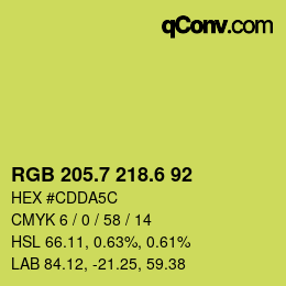 カラーコード: RGB 205.7 218.6 92 | qconv.com