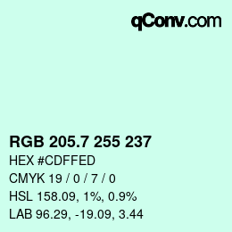 カラーコード: RGB 205.7 255 237 | qconv.com