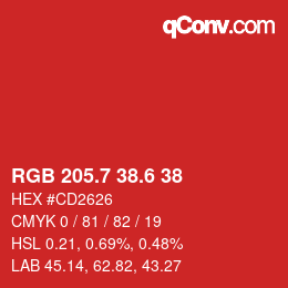 カラーコード: RGB 205.7 38.6 38 | qconv.com