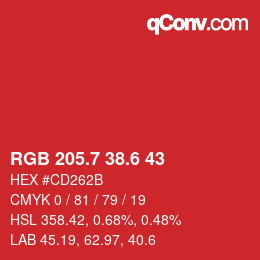 カラーコード: RGB 205.7 38.6 43 | qconv.com
