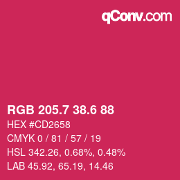カラーコード: RGB 205.7 38.6 88 | qconv.com