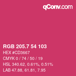 カラーコード: RGB 205.7 54 103 | qconv.com