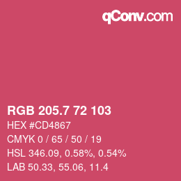 カラーコード: RGB 205.7 72 103 | qconv.com