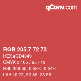 カラーコード: RGB 205.7 72 73 | qconv.com