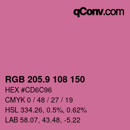 カラーコード: RGB 205.9 108 150 | qconv.com