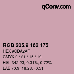 カラーコード: RGB 205.9 162 175 | qconv.com