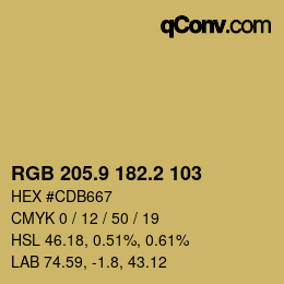 Color code: RGB 205.9 182.2 103 | qconv.com