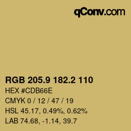 Color code: RGB 205.9 182.2 110 | qconv.com