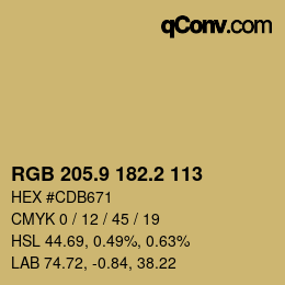 Farbcode: RGB 205.9 182.2 113 | qconv.com