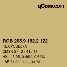 カラーコード: RGB 205.9 182.2 122 | qconv.com