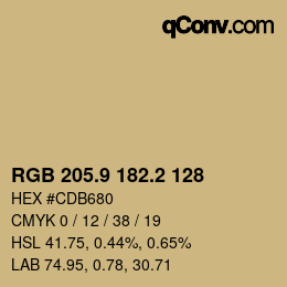 カラーコード: RGB 205.9 182.2 128 | qconv.com