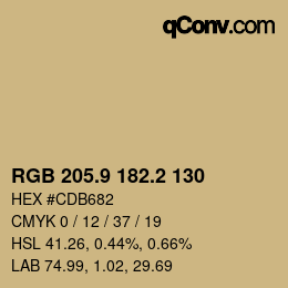 カラーコード: RGB 205.9 182.2 130 | qconv.com