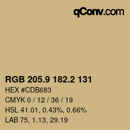Color code: RGB 205.9 182.2 131 | qconv.com
