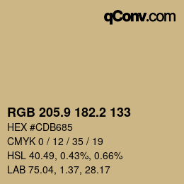 Color code: RGB 205.9 182.2 133 | qconv.com