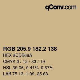 Color code: RGB 205.9 182.2 138 | qconv.com