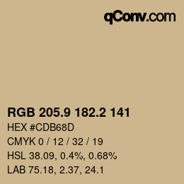 Color code: RGB 205.9 182.2 141 | qconv.com