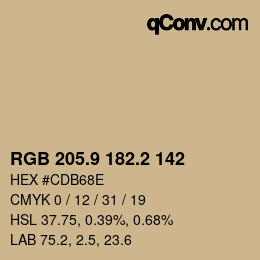 Color code: RGB 205.9 182.2 142 | qconv.com